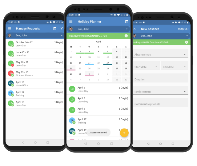 Leave management and staff holiday planner via the TimeTac app