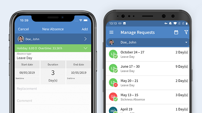 TimeTac Time Tracking App: manage holidays per department