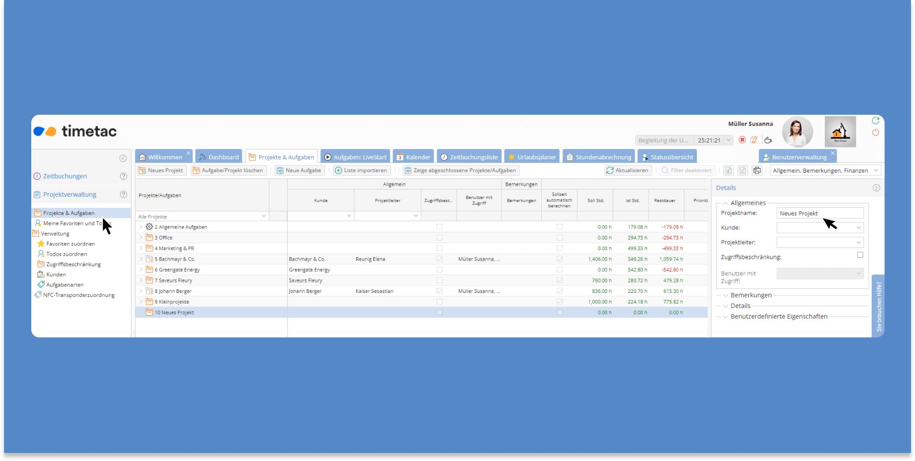Aufgaben und Projekte verwalten in der TimeTac Projektzeiterfassung Aufgaben und Projekte verwalten in der TimeTac Projektzeiterfassung