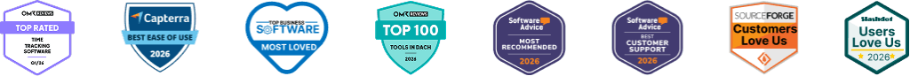TimeTac reconocida por OMR Top Rated, Capterra, Software Advice, SourceForge y Slashdot