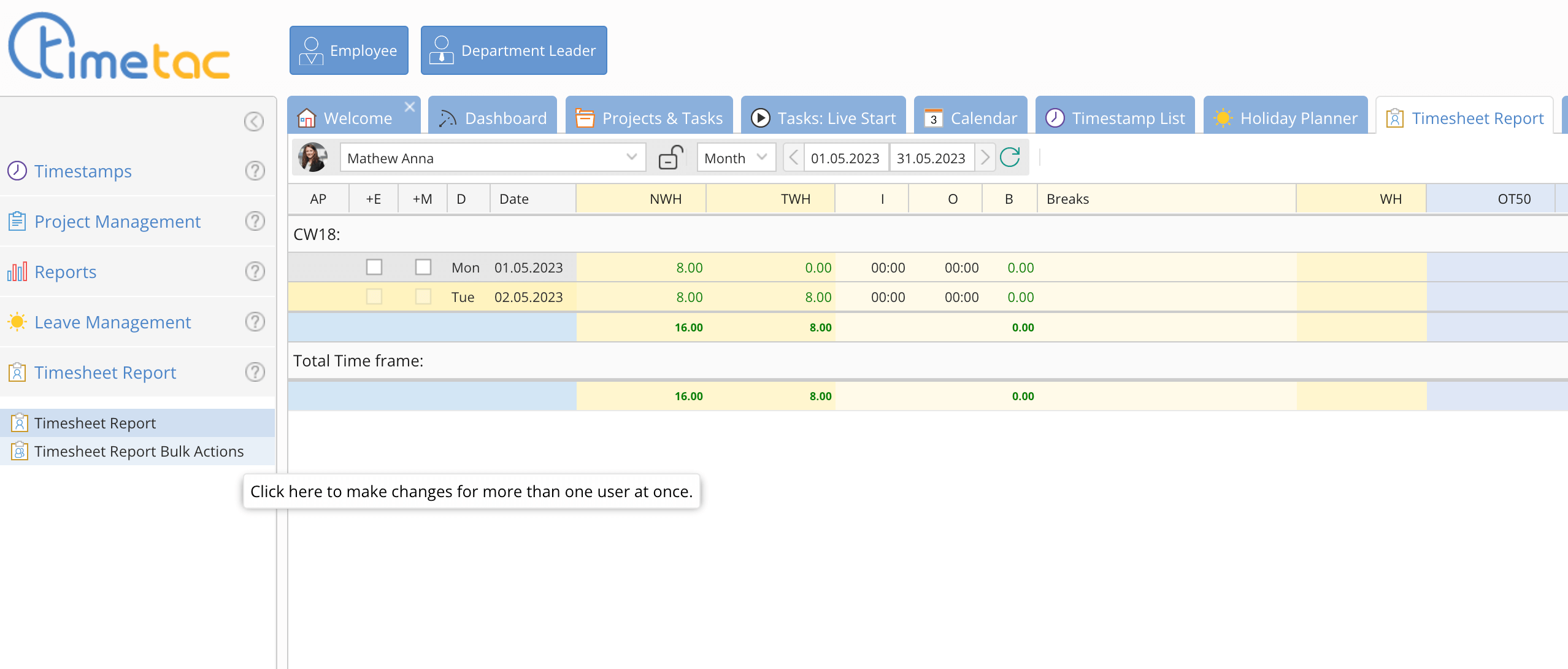 Timesheet Report Export