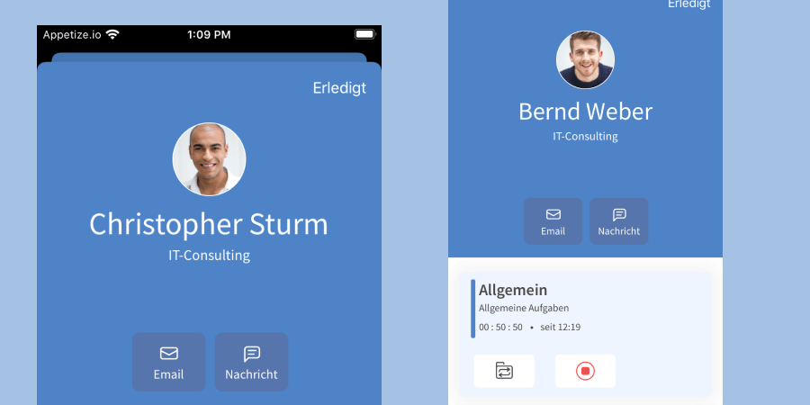 TimeTac App Personen Kontaktinformation TimeTac App Personen Kontaktinformation