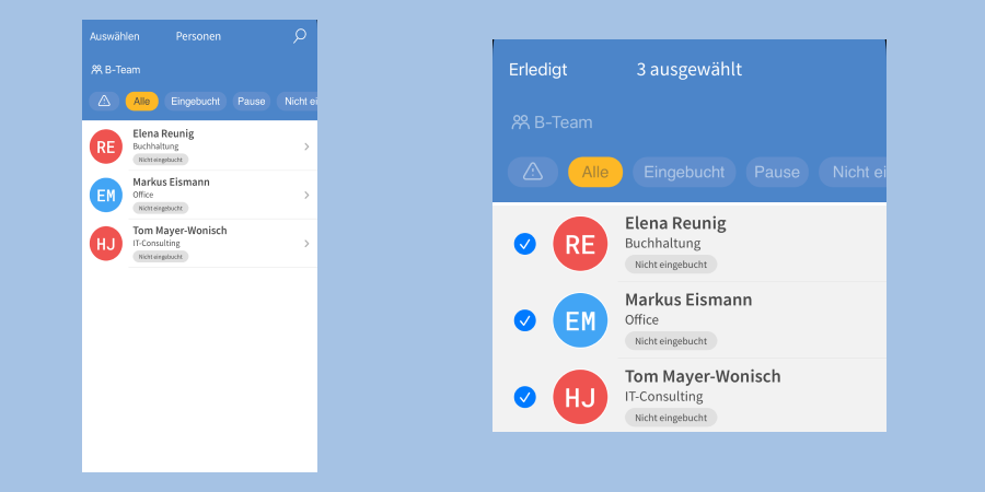 TimeTac Team-Erfassung Statusübersicht Personen TimeTac Team-Erfassung Statusübersicht Personen