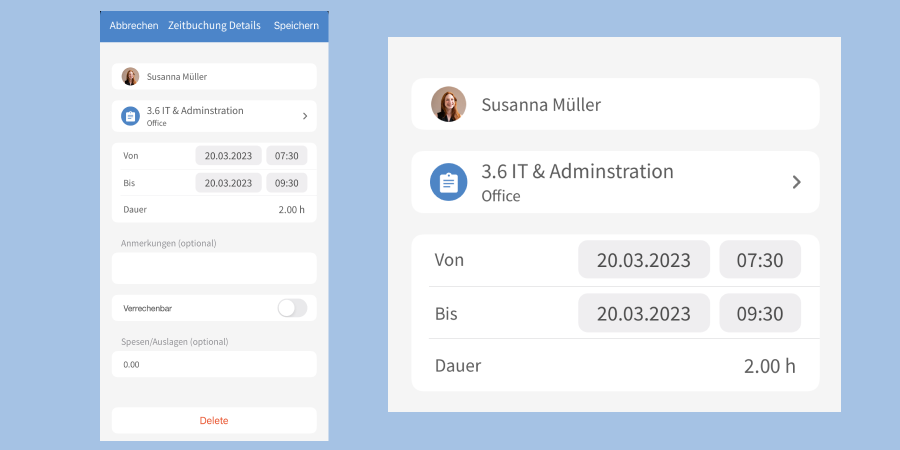 TimeTac App Zeitbuchungen erstellen TimeTac App Zeitbuchungen erstellen