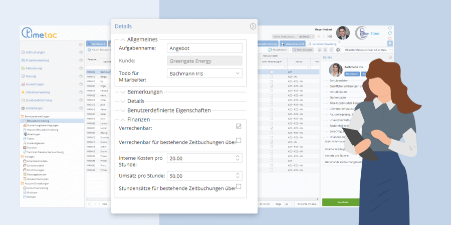 Personenbezogene Kosten und Umsätze in der TimeTac Projektzeiterfassung