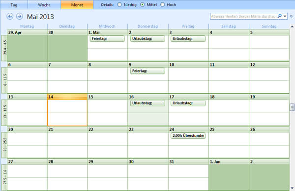 Abwesenheiten-Kalender-Outlook Abwesenheiten-Kalender-Outlook