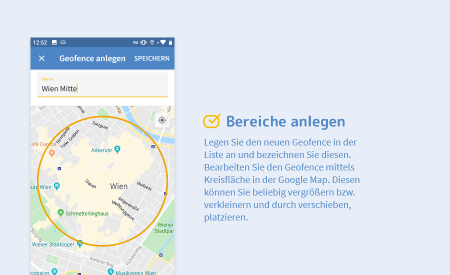 TimeTac Geofencing Zeiterfassung Bereiche anlegen
