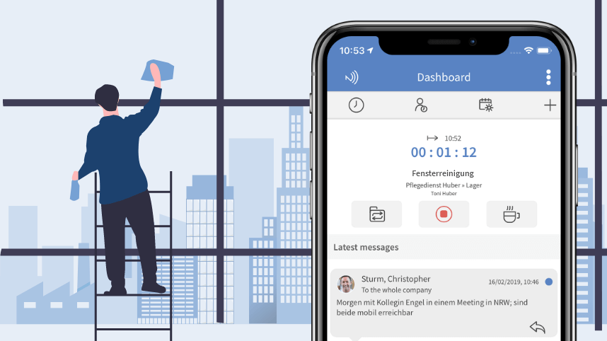 NFC-Zeiterfassung auf Objekte/Maschinen/Standorte TimeTac iOS NFC Zeiterfassung