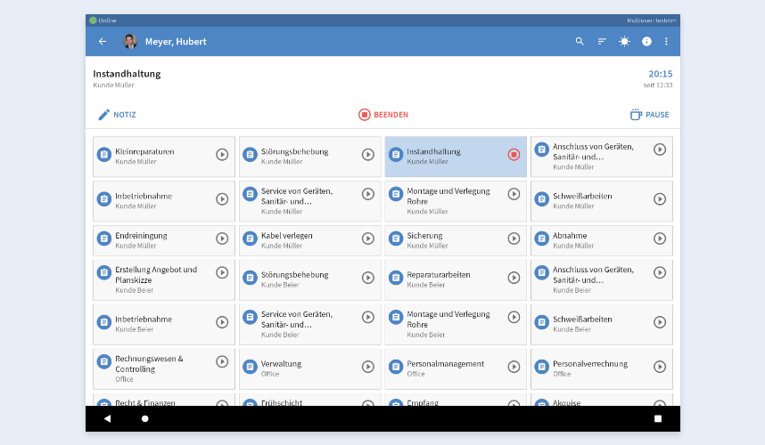 Multiuser-Aufgabenliste der Multiuser-App Android Multiuser-Aufgabenliste der Multiuser-App Android