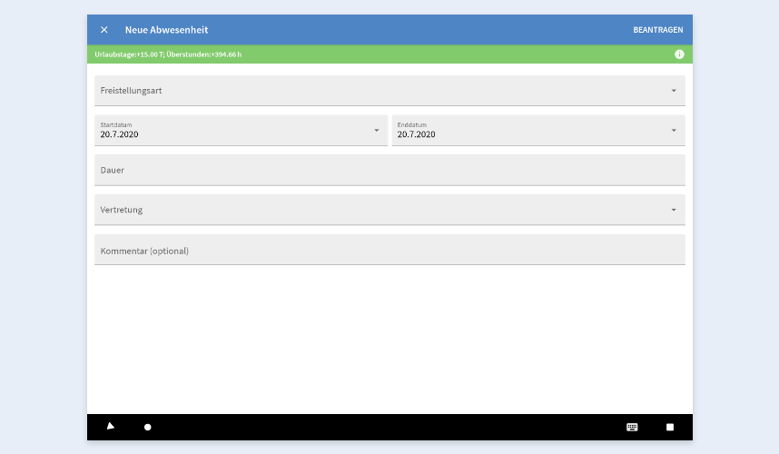 Antragsverwaltung mit der TimeTac Multiuser-App