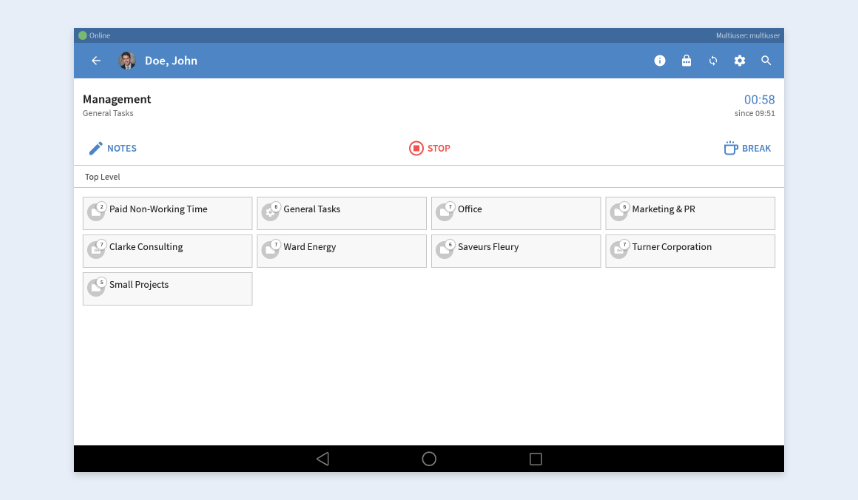View Multiuser project list Multiuser project list - TimeTac Multiuser app