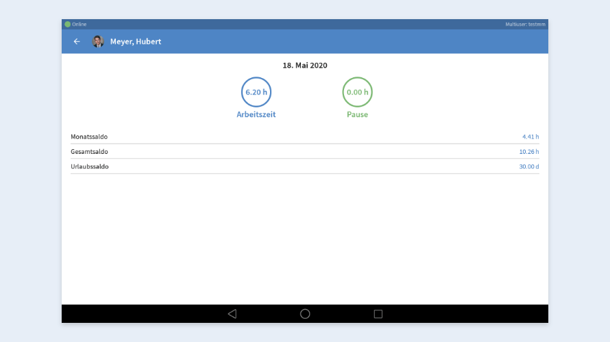 Info-Page der TimeTac Multiuser-App Info-Page der TimeTac Multiuser-App