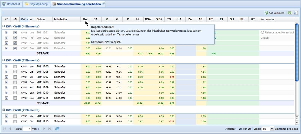Bearbeiten und Abschließen der Stundenabrechnung in TimeTac Bearbeiten und Abschließen der Stundenabrechnung in TimeTac