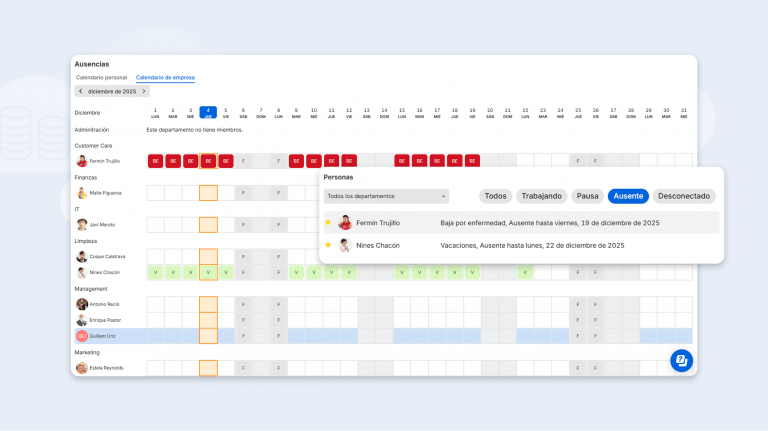 Geovallas y control horario móvil con la App de TimeTac Calendario de equipo