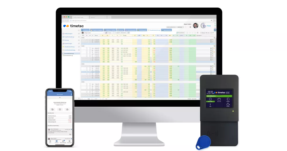 Zeiterfassung für Gebäudereinigungsunternehmen via Desktop, Zeiterfassungsterminal und mobile App