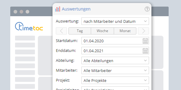 TimeTac Projektzeiterfassung Projekt-Controlling