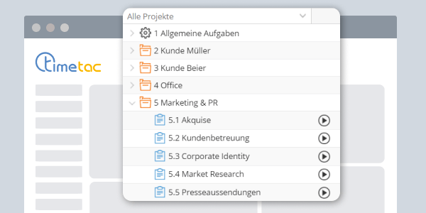 TimeTac Projektzeiterfassung Projektstruktur TimeTac Projektzeiterfassung Projektstruktur