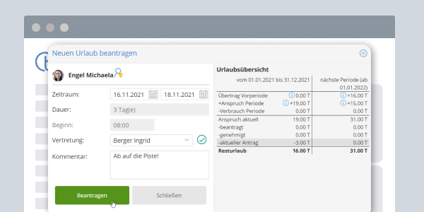 TimeTac Urlaubsverwaltung Antragsverwaltung