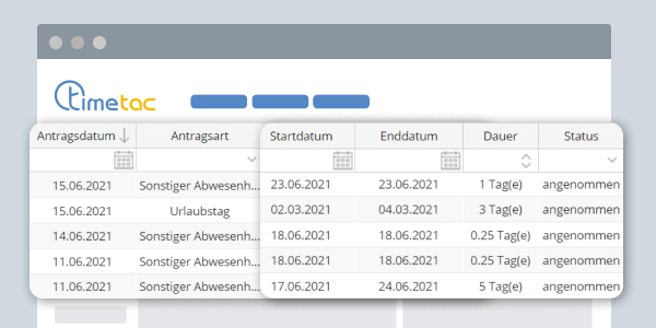 TimeTac Urlaubsverwaltung Antragsverwaltung Manager TimeTac Urlaubsverwaltung Antragsverwaltung Manager