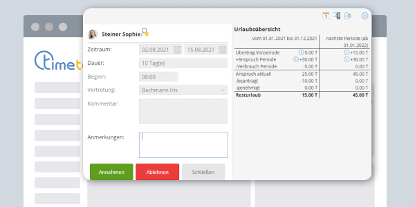 TimeTac Urlaubsverwaltung Antragswesen Manager
