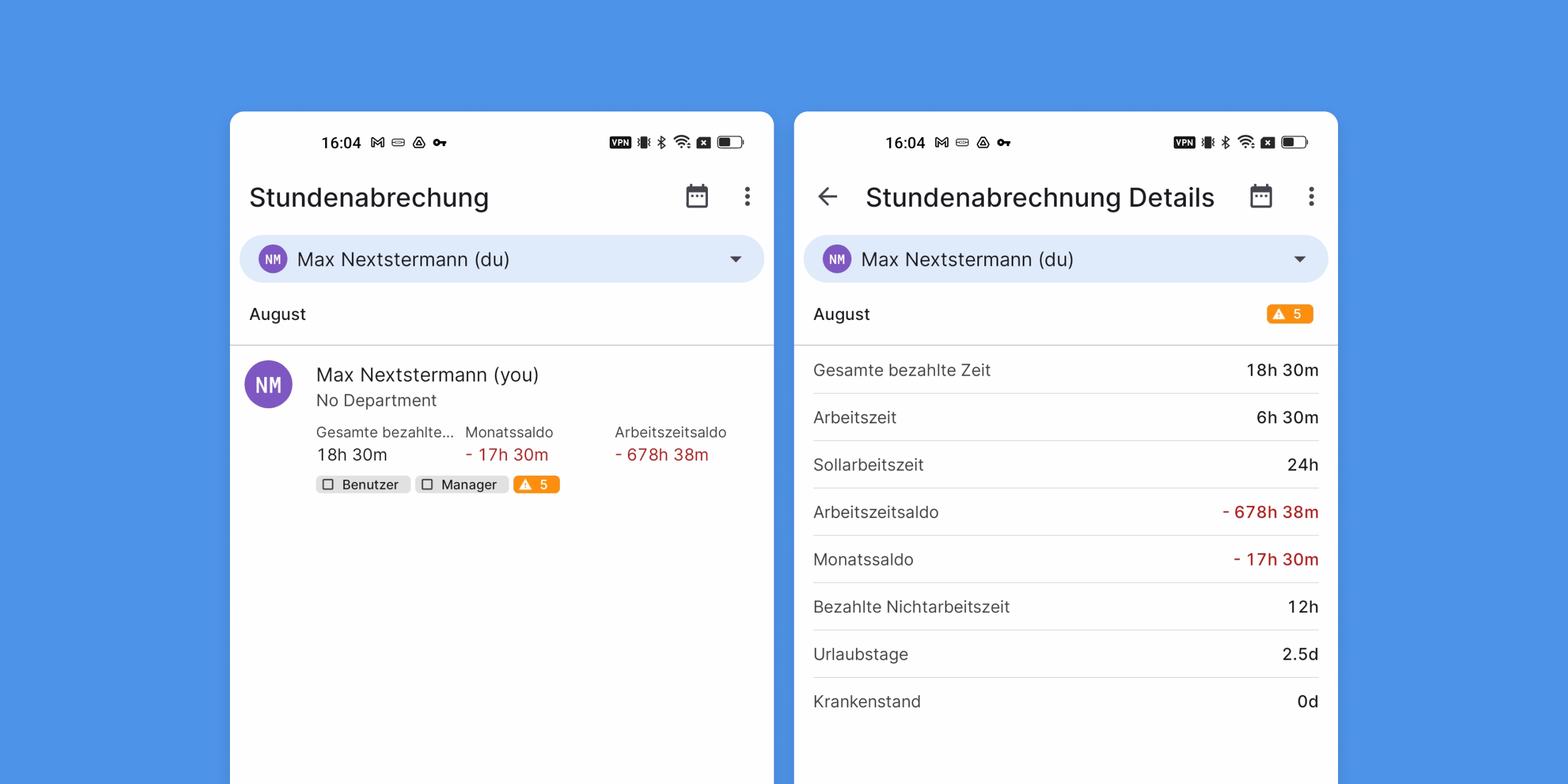 Detaillierte Stundenabrechnung Detaillierte Stundenabrechnung App