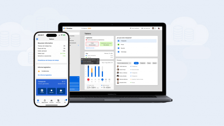 Todos los dispositivos de fichaje de TimeTac están interconectados y enlazados entre sí Devices