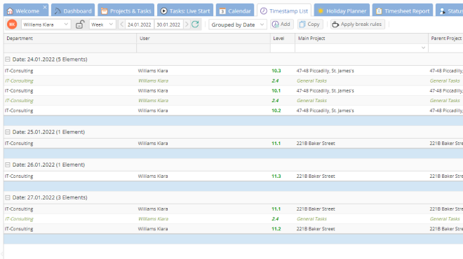TimeTac Employee Time Tracking for Cleaning Services Timestamp List TimeTac Employee Time Tracking for Cleaning Services Timestamp List