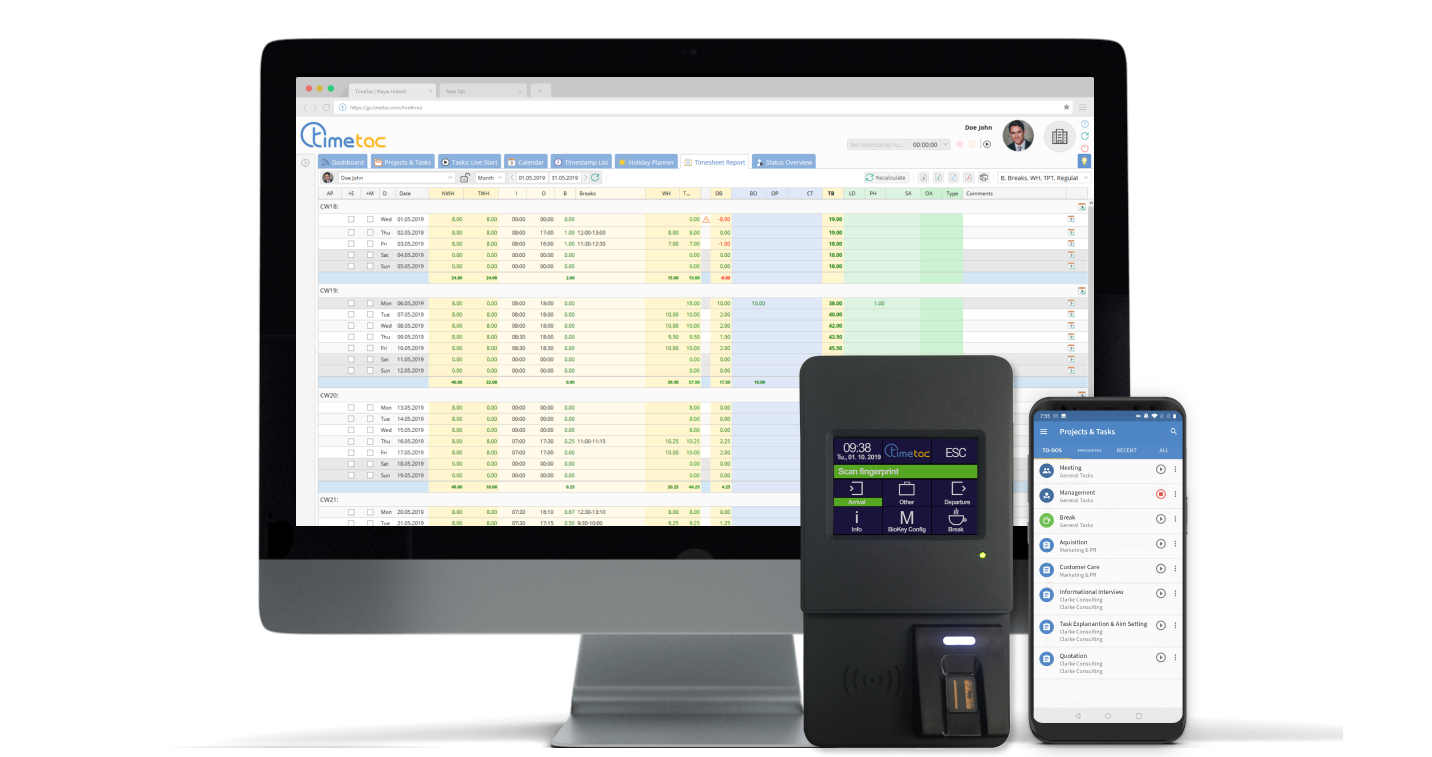 TimeTac Time Tracking for Production Sites mulit-device