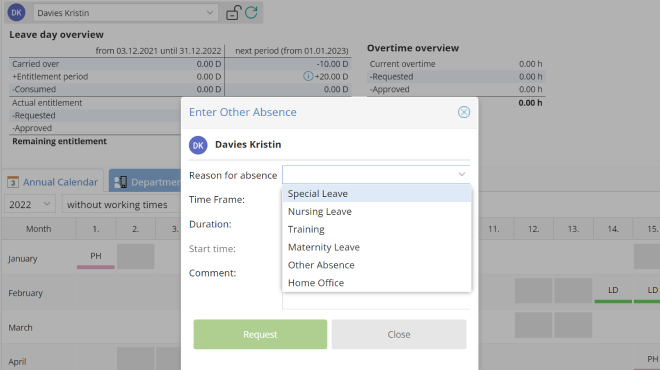 TimeTac Leave Management for Government Organisations: Define different types of absences