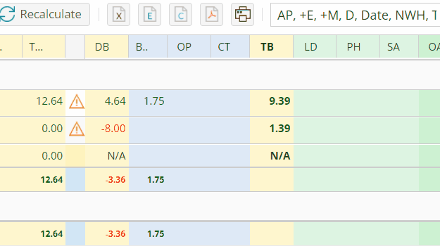 Automated alerts in the timesheet report