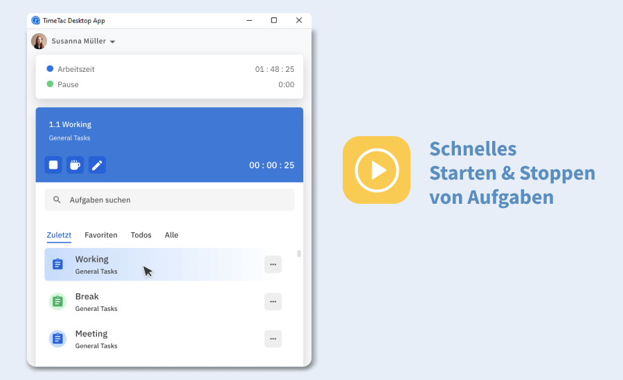 Zeiterfassung TimeTac Desktop App