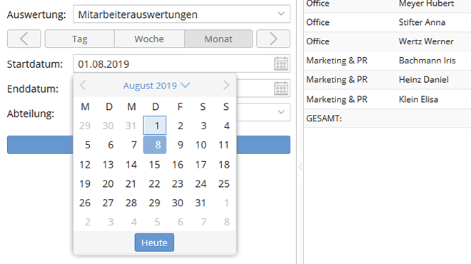 Zeitraum für Mitarbeiterstatistik in der Arbeitszeiterfassung definieren Zeitraum für Mitarbeiterstatistik in der Arbeitszeiterfassung definieren