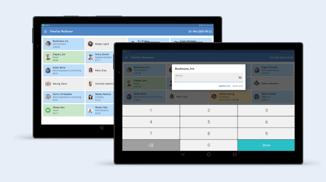 TimeTac Multiuser-Zeiterfassungs-App für-Android für die Arztpraxis