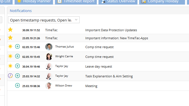 TimeTac Leave Management: check holiday request status