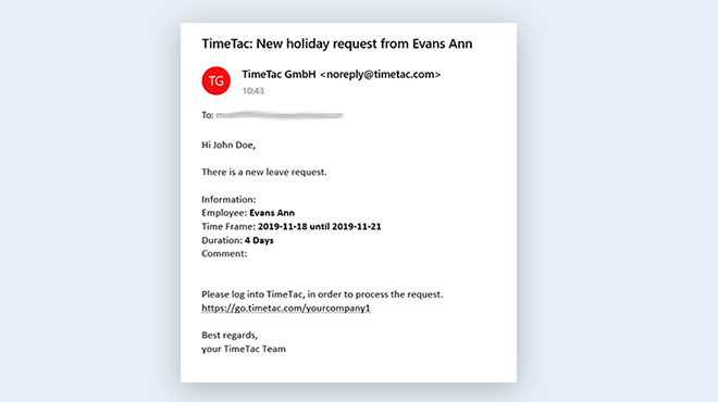 TimeTac Leave Management: optional e-mail requests