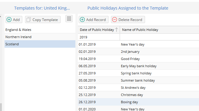 TimeTac Leave Management: assign public holidays template