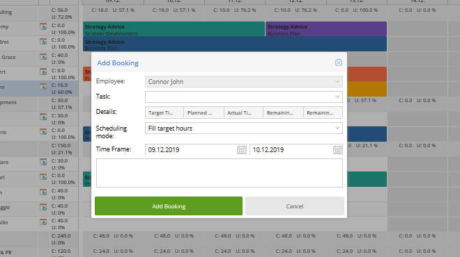 TimeTac Project Planner: easily edit entries