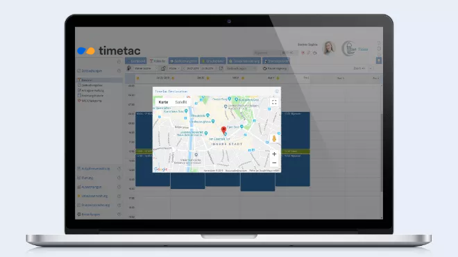 Datos de localización GPS del inicio y fin del registro de horas