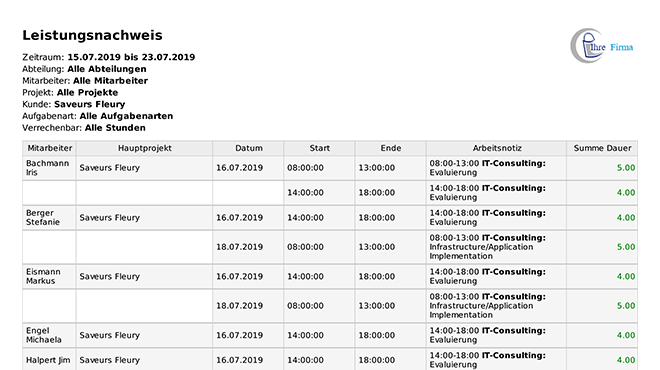 TimeTac Projektzeiterfassung Leistungsnachweis exportieren TimeTac Projektzeiterfassung Leistungsnachweis exportieren
