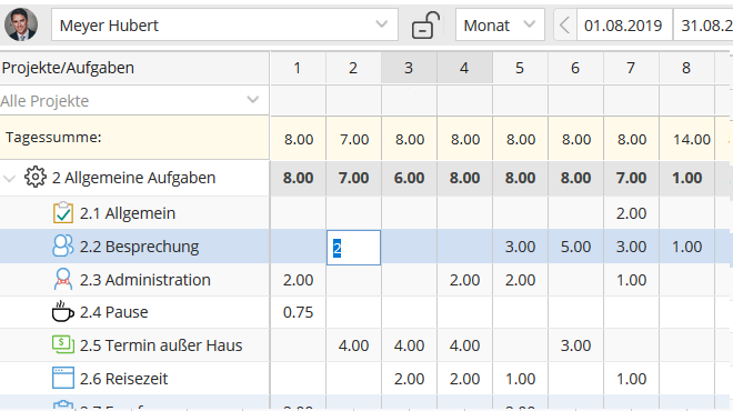 Projektzeiterfassung Stundenliste Projektzeiterfassung Stundenliste