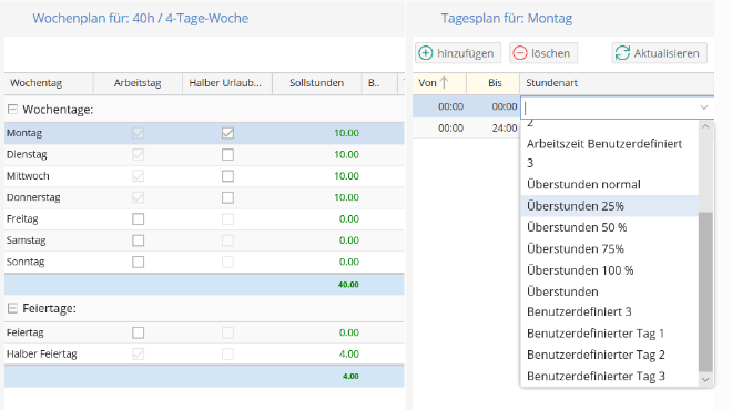 Zuschläge und Überstunden in der TimeTac Zeiterfassung für die Arztpraxis definieren