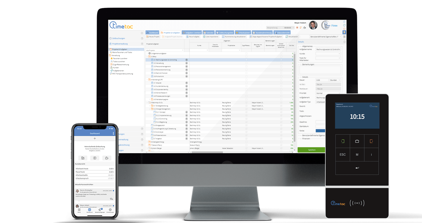 Zeiterfassung für Achitekten: Zeiterfassungsterminal, Desktop und mobile App Zeiterfassung für Achitekten: Zeiterfassungsterminal, Desktop und mobile App
