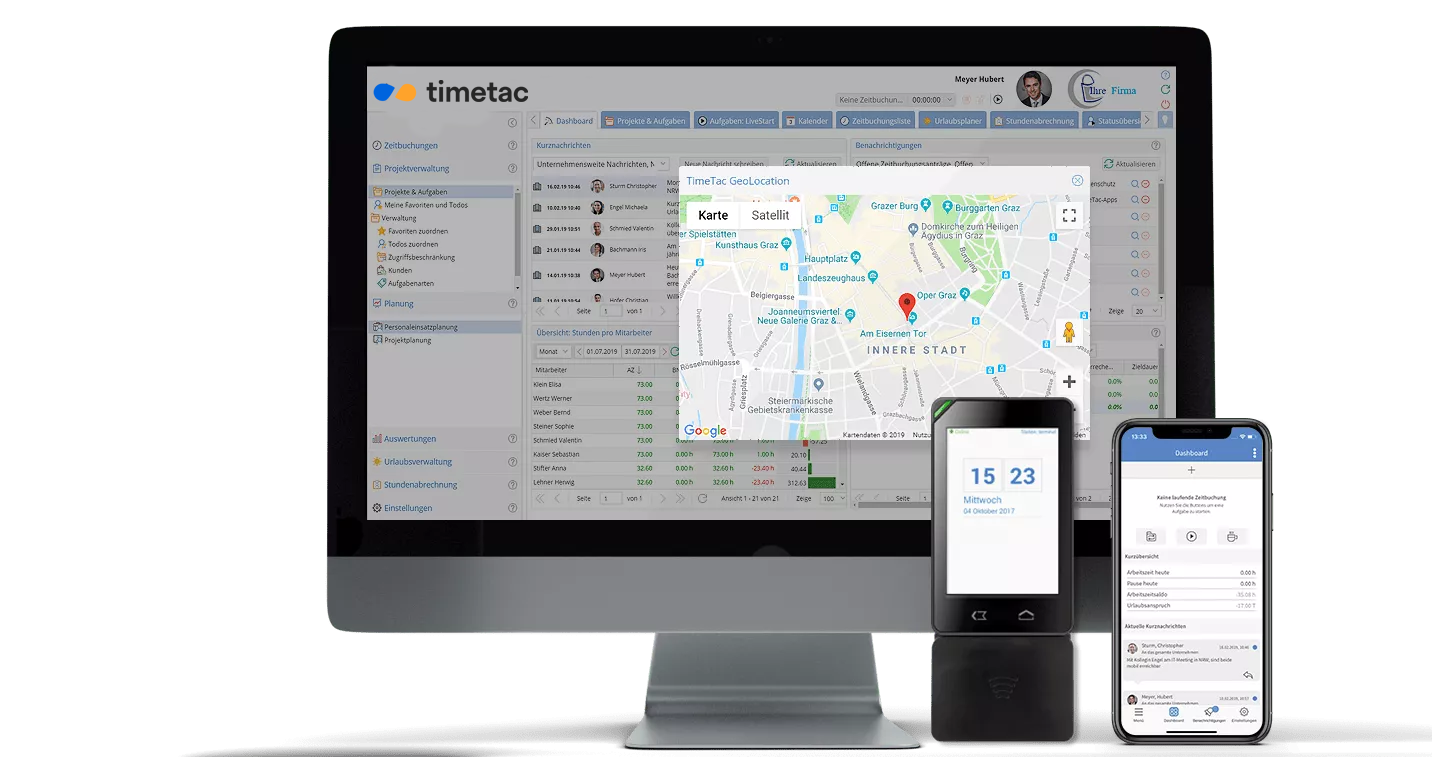 Zeiterfassung für Wachdienste via PC/Mac, Mobile App und Terminal Zeiterfassung für Wachdienste via PC/Mac, Mobile App und Terminal