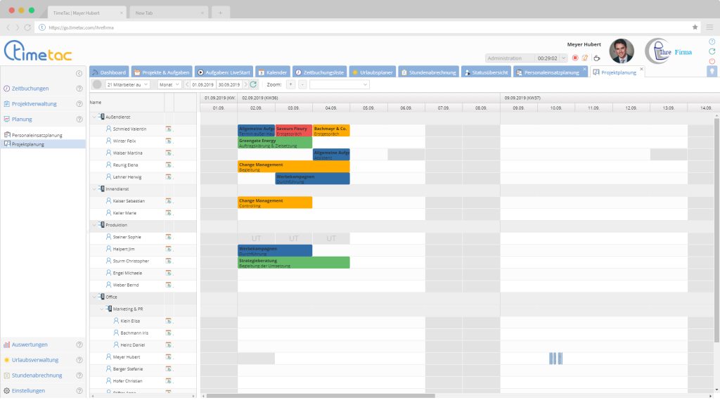 TimeTac Projektplanung