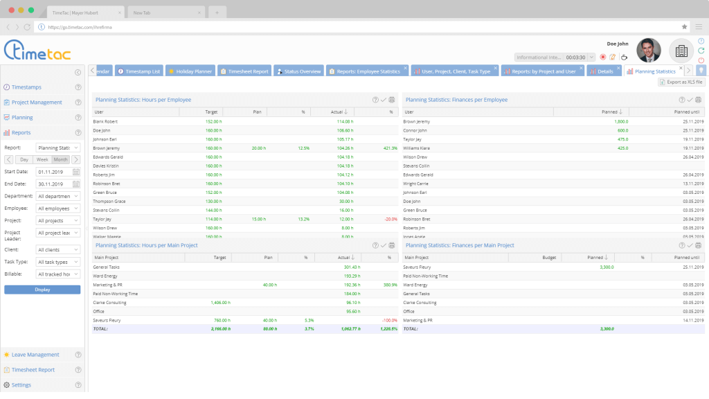 Reports within TimeTac