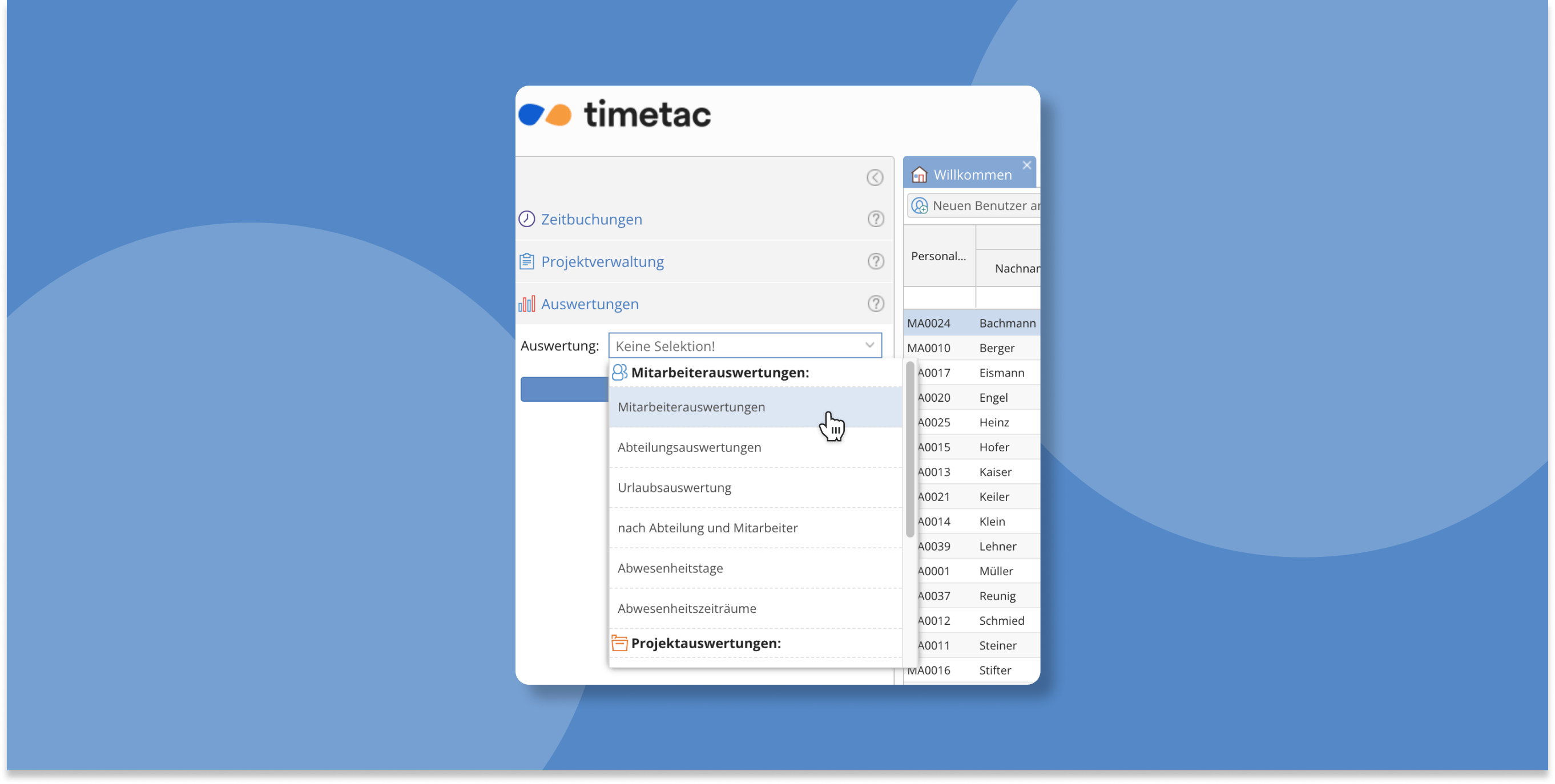 TimeTac Auswertungsmöglichkeiten