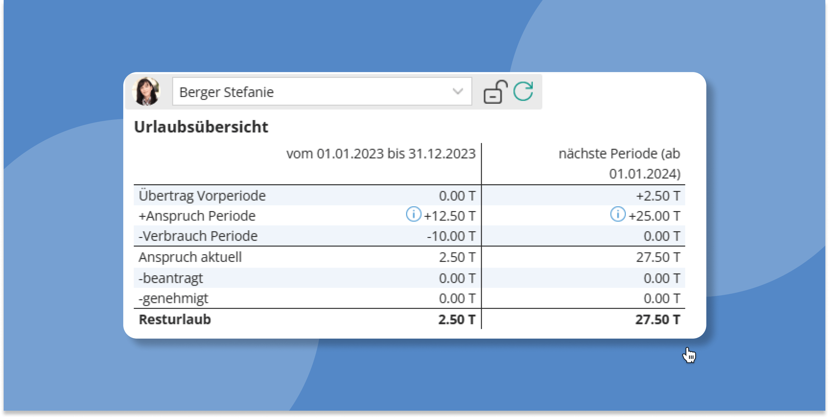 TimeTac Urlaubsverwaltung Urlaubsübersicht