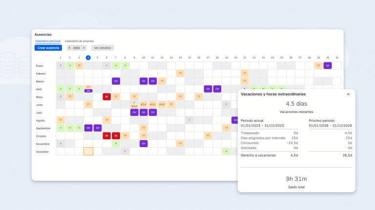 Geovallas y control horario móvil con la App de TimeTac saldo vacaciones