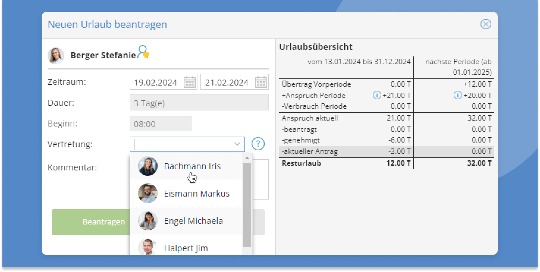 TimeTac Urlaubsantrag mit Vertretung TimeTac Urlaubsantrag mit Vertretung